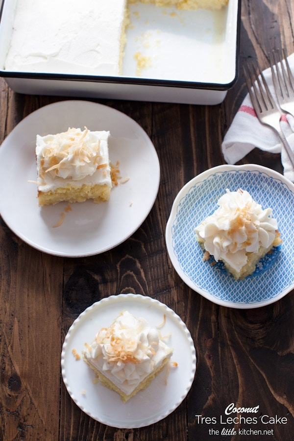 this tres leches cake is simply amazing with the right amount of moisture and it’s not soggy! the coconut makes it even better! Coconut Tres Leches Cake from The Little Kitchen thelittlekitchen.net