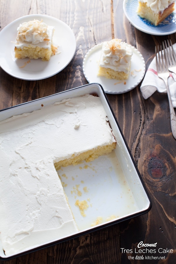 this tres leches cake is simply amazing with the right amount of moisture and it’s not soggy! the coconut makes it even better! Coconut Tres Leches Cake from The Little Kitchen thelittlekitchen.net