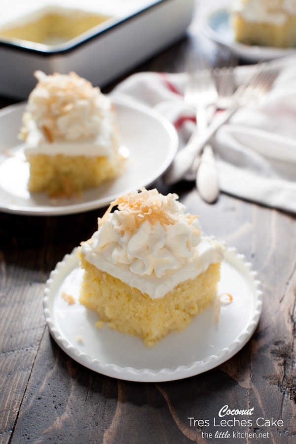 this tres leches cake is simply amazing with the right amount of moisture and it’s not soggy! the coconut makes it even better! Coconut Tres Leches Cake from The Little Kitchen thelittlekitchen.net