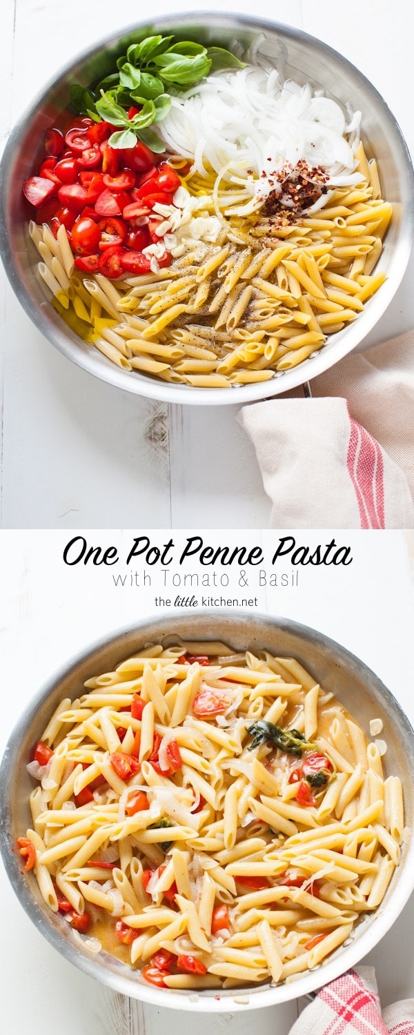 One Pot Penne Pasta with Tomato & Basil - The Little Kitchen