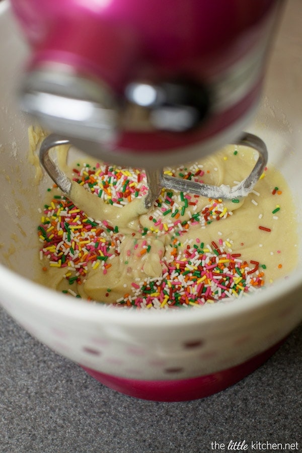 These bars are so gooey and perfect...the sprinkles are a must! Funfetti Gooey Butter Shortbread Bars from thelittlekitchen.net