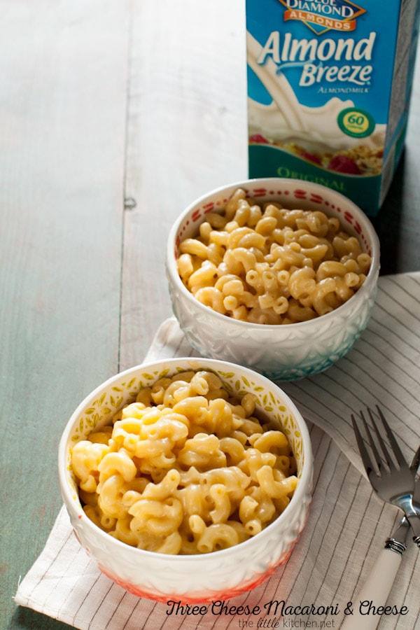 Three Cheese Mac & Cheese Recipe (made with almondmilk!) from thelittlekitchen.net