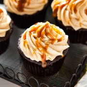 Double Chocolate Cupcakes with Salted Caramel Buttercream from thelittlekitchen.net