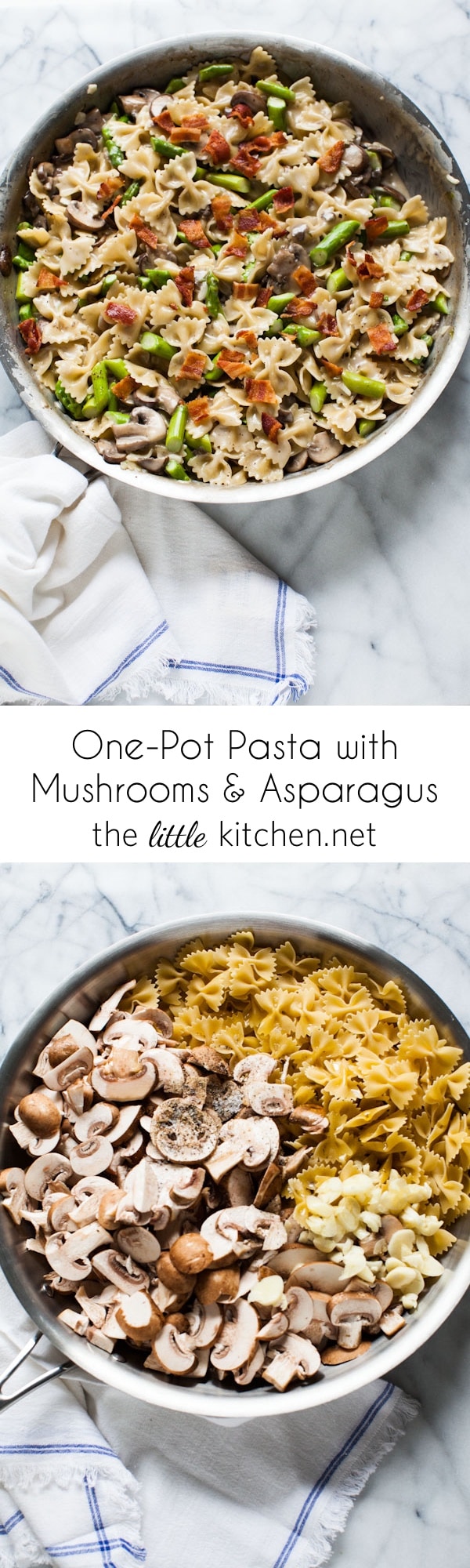 One-Pot Pasta with Mushroom Asparagus from thelittlekitchen.net