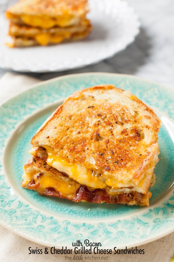 Swiss & Cheddar Grilled Cheese Sandwiches from thelittlekitchen.net