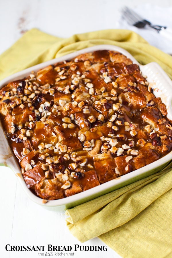 Croissant Bread Pudding with Espresso Butterscotch Sauce from thelittlekitchen.net