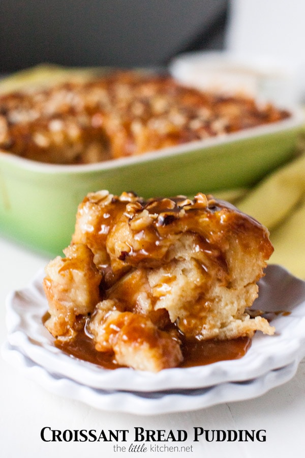 Croissant Bread Pudding with Espresso Butterscotch Sauce from thelittlekitchen.net