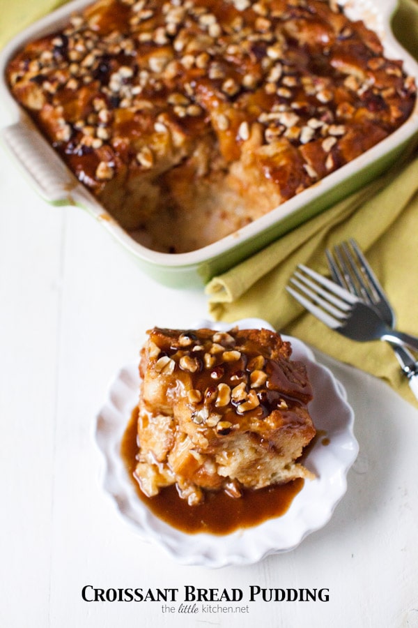 Croissant Bread Pudding with Espresso Butterscotch Sauce from thelittlekitchen.net