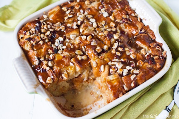 Croissant Bread Pudding with Espresso Butterscotch Sauce from thelittlekitchen.net