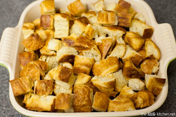 Croissant Bread Pudding with Espresso Butterscotch Sauce from thelittlekitchen.net