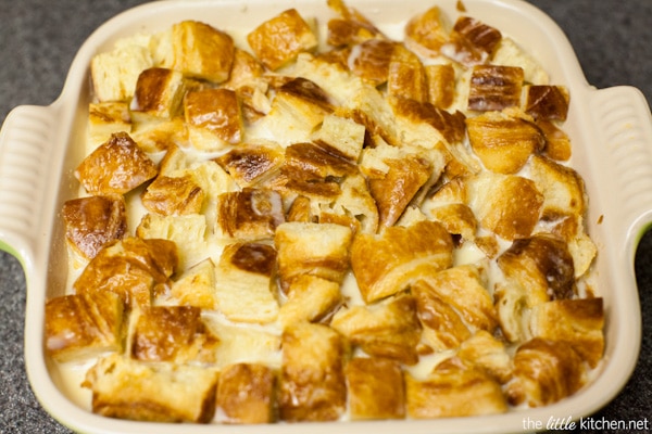 Croissant Bread Pudding with Espresso Butterscotch Sauce from thelittlekitchen.net