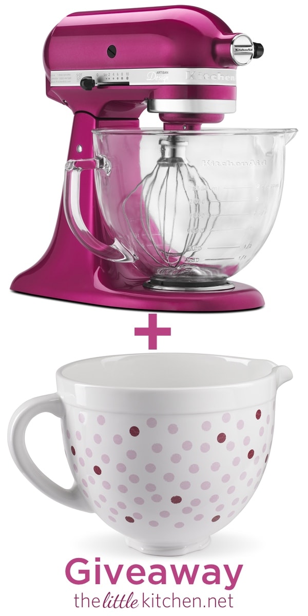 KitchenAid Raspberry Ice Stand Mixer & Ceramic Bowl Giveaway thelittlekitchen.net