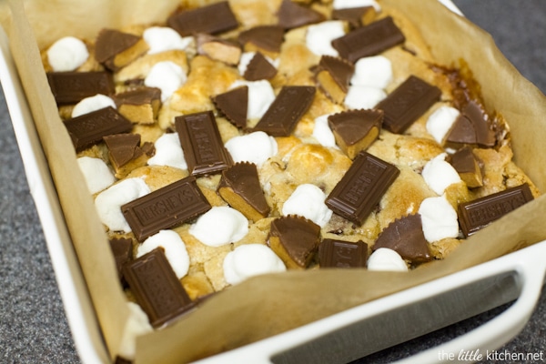 Peanut Butter S'mores Cookie Bars from thelittlekitchen.net