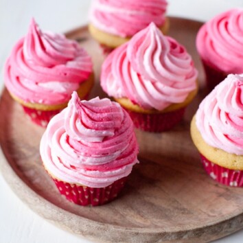 Vanilla Cupcakes with Pink Raspberry Buttercream from thelittlekitchen.net