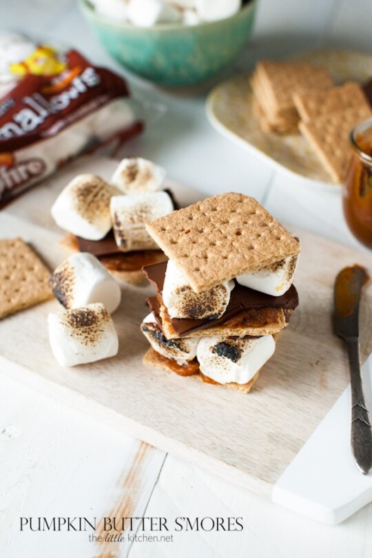 so easy and amazing! Pumpkin Butter S'mores from thelittlekitchen.net