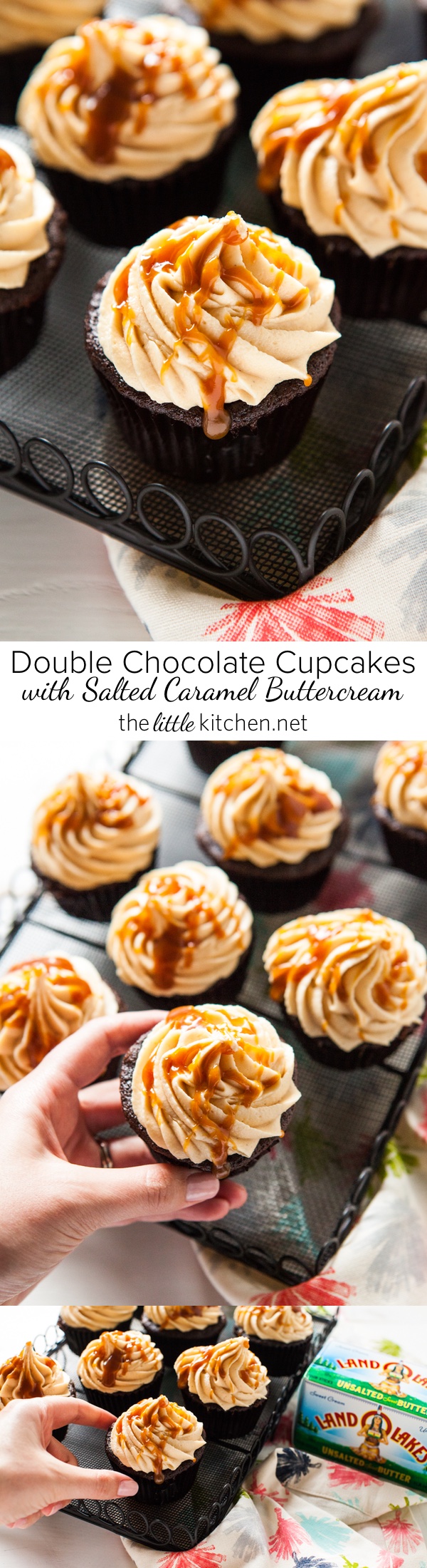 Double Chocolate Cupcakes with Salted Caramel Buttercream from thelittlekitchen.net