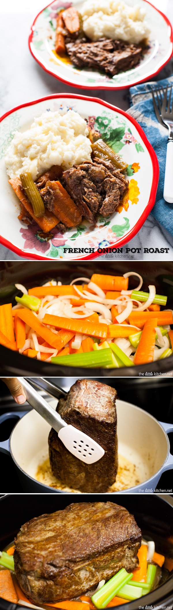 So easy to make and the whole family will enjoy! French Onion Pot Roast (Slow Cooker Recipe) from thelittlekitchen.net