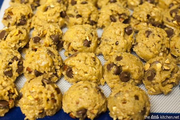 Brown Butter Milk Chocolate Toffee Almond Cookies from thelittlekitchen.net