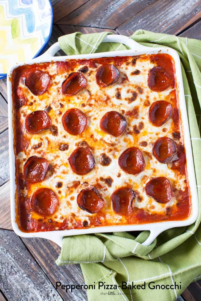 Pepperoni Pizza-Baked Gnocchi from thelittlekitchen.net