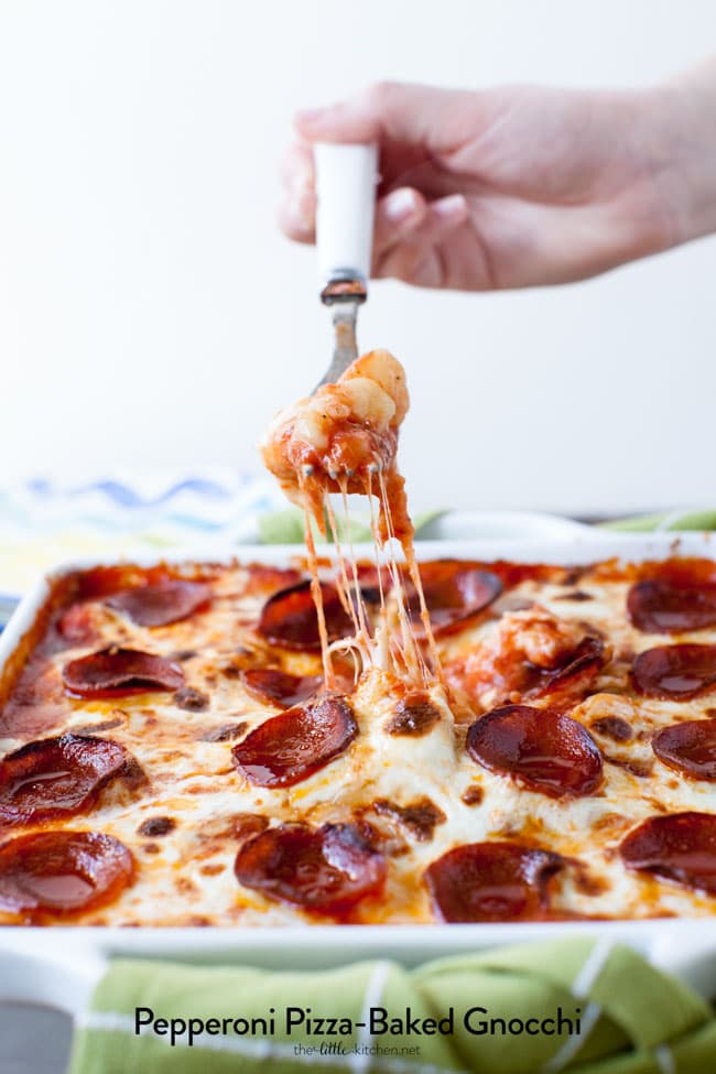 Pepperoni Pizza-Baked Gnocchi from thelittlekitchen.net