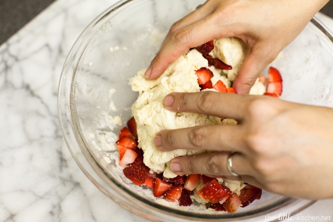 Strawberries and Cream Scones with White Chocolate Glaze from thelittlekitchen.net