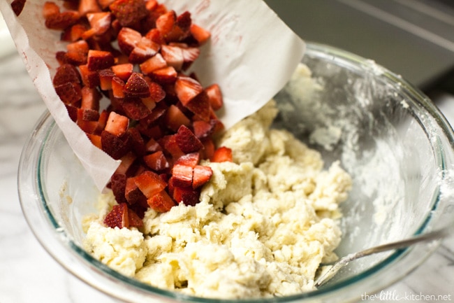 Strawberries and Cream Scones with White Chocolate Glaze from thelittlekitchen.net