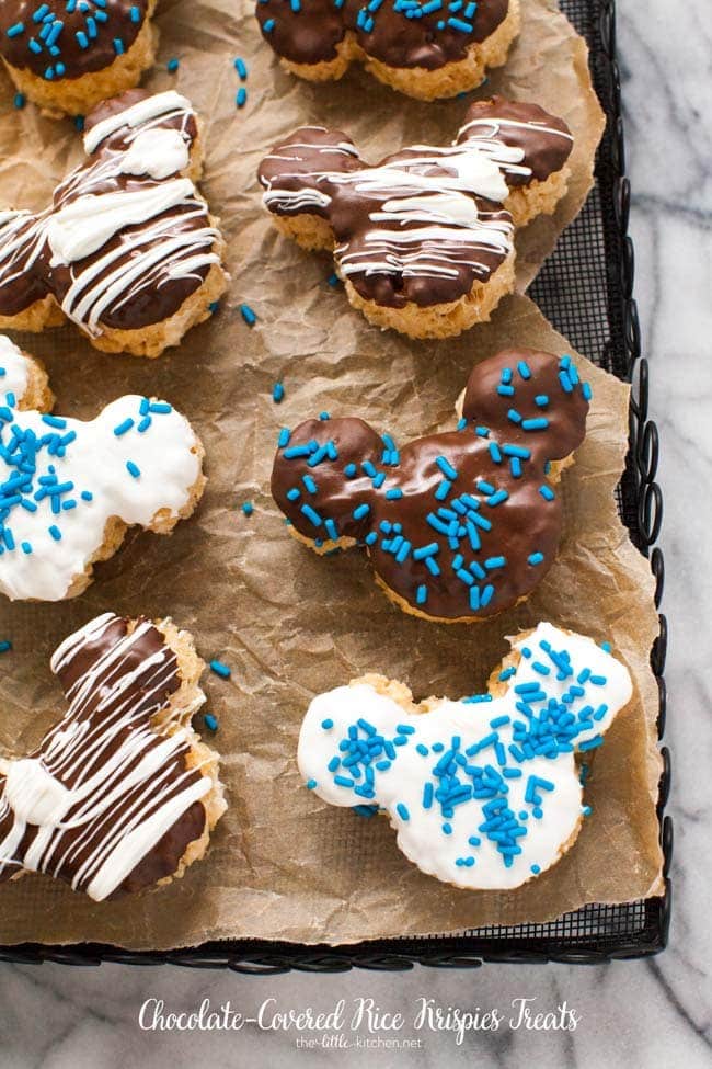 Chocolate Covered Rice Krispies Treats from thelittlekitchen.net