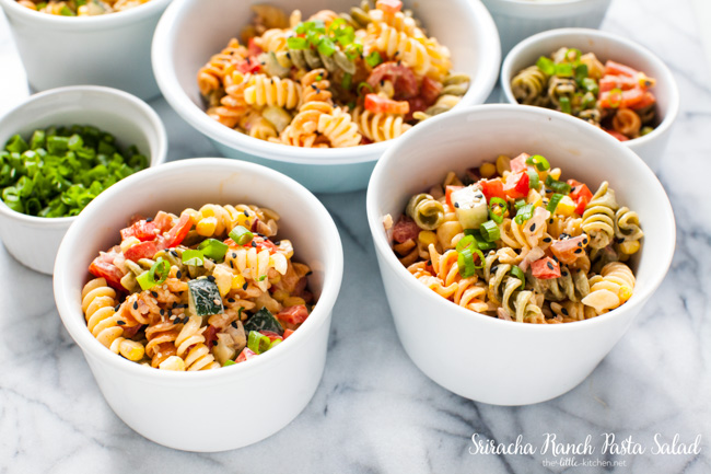 Sriracha Ranch Pasta Salad from thelittlekitchen.net