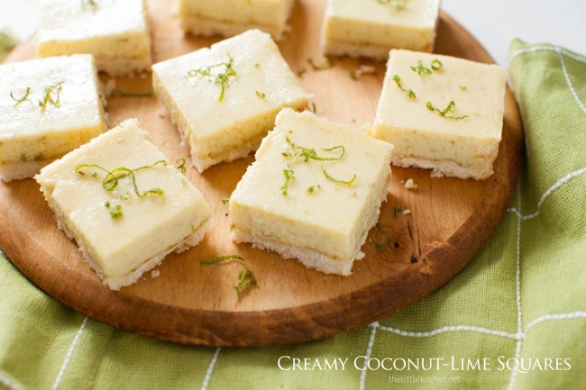 Creamy Coconut Lime Squares from thelittlekitchen.net