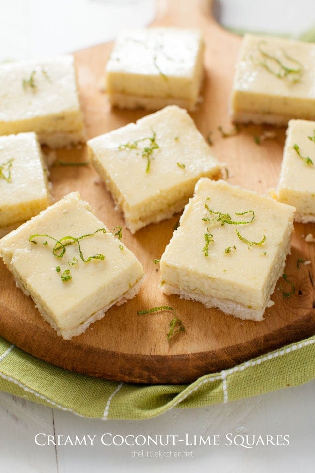 Creamy Coconut Lime Squares from thelittlekitchen.net