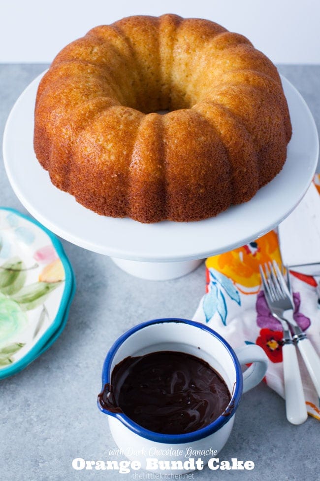 Orange Bundt Cake with Dark Chocolate Ganache from thelittlekitchen.net