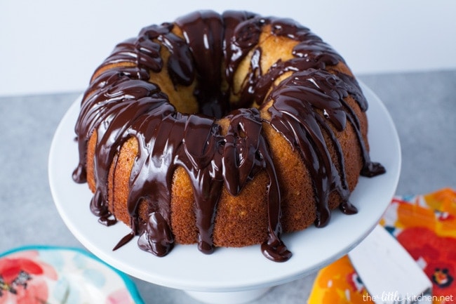 Orange Bundt Cake with Dark Chocolate Ganache from thelittlekitchen.net