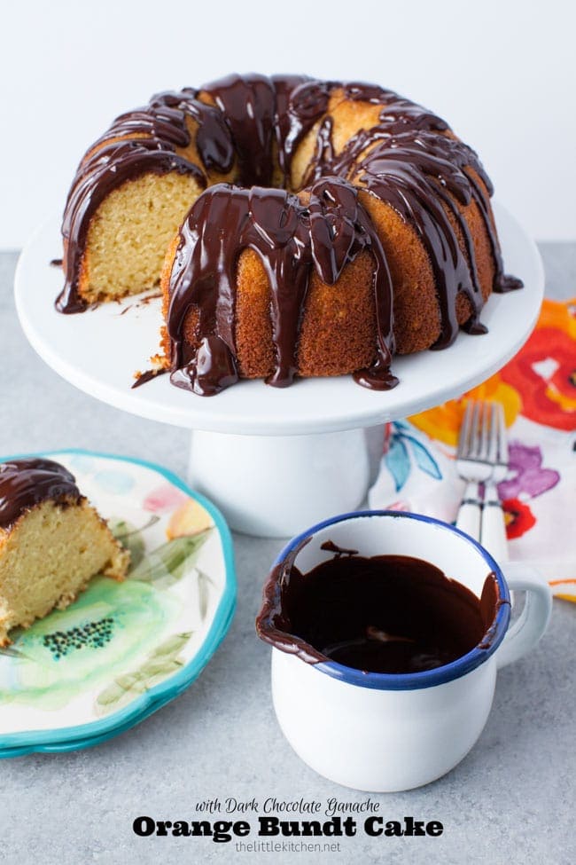 Orange Bundt Cake with Dark Chocolate Ganache from thelittlekitchen.net