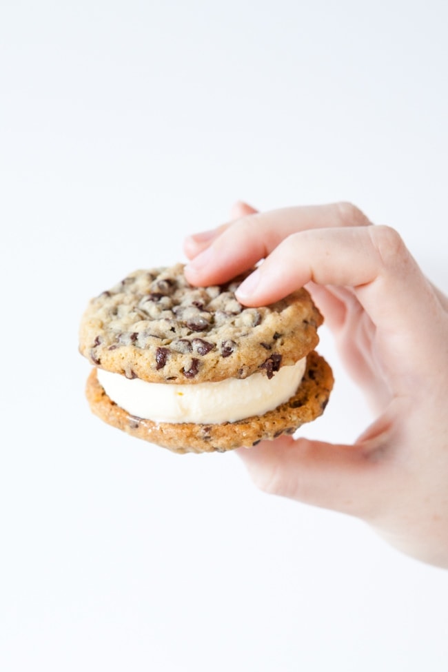 Chocolate Chip Cookie Ice Cream Sandwich from thelittlekitchen.net