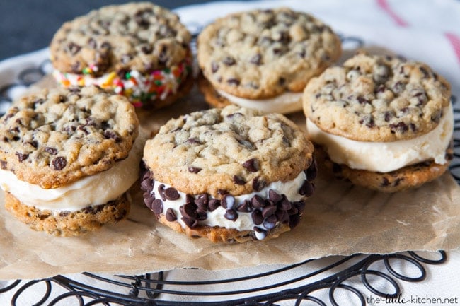 Chocolate Chip Cookie Ice Cream Sandwich from thelittlekitchen.net