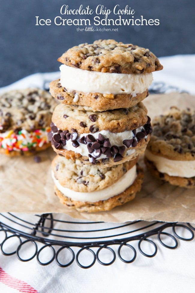 Chocolate Chip Cookie Ice Cream Sandwich from thelittlekitchen.net