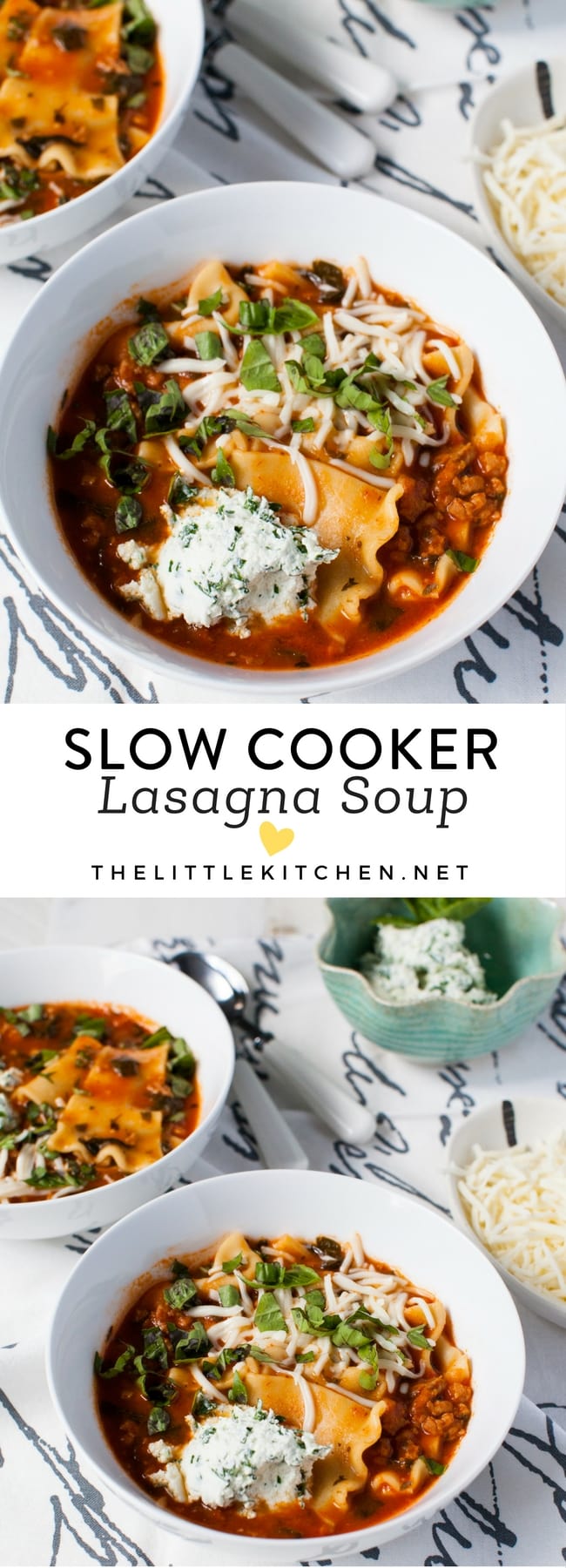 Slow Cooker Lasagna Soup from thelittlekitchen.net