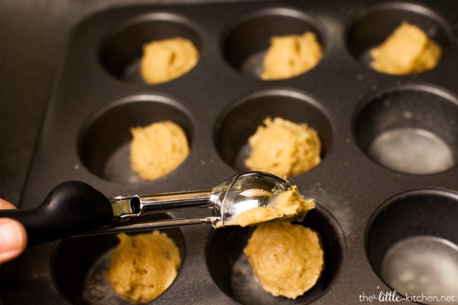 Peanut Butter Cookie Cups with Dark Chocolate Ganache from thelittlekitchen.net