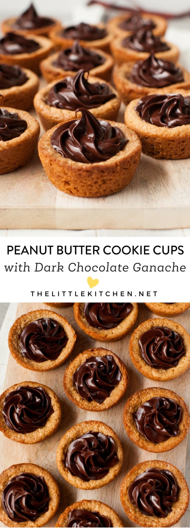 Peanut Butter Cookie Cups with Dark Chocolate Ganache from thelittlekitchen.net