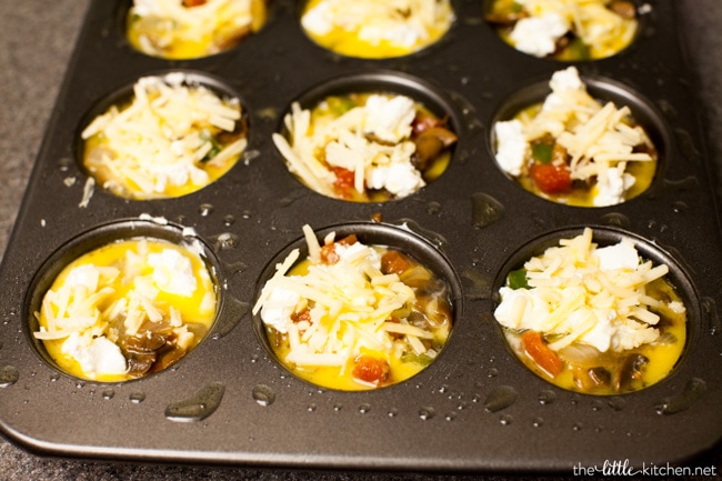 Tomato and Cheese Omelette Muffins from thelittlekitchen.net