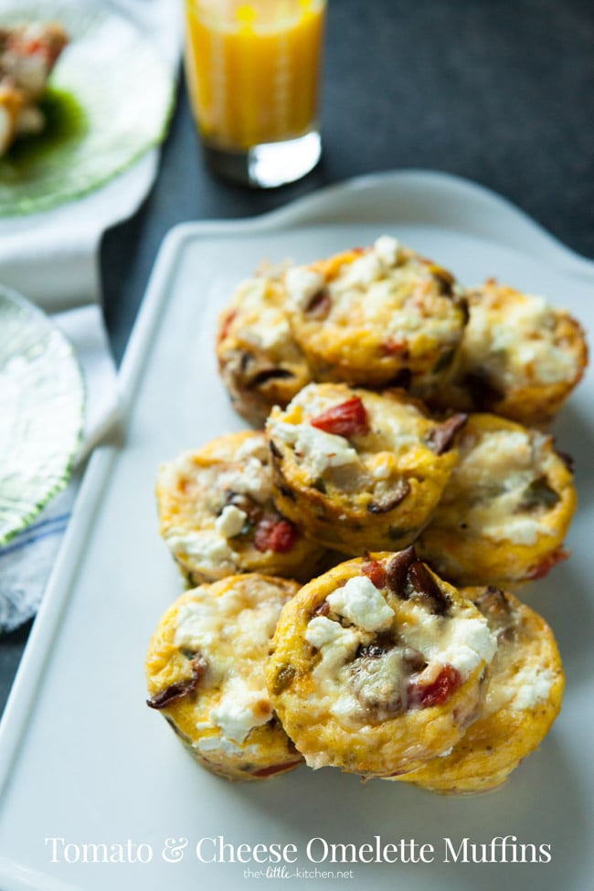 Tomato and Cheese Omelette Muffins from thelittlekitchen.net
