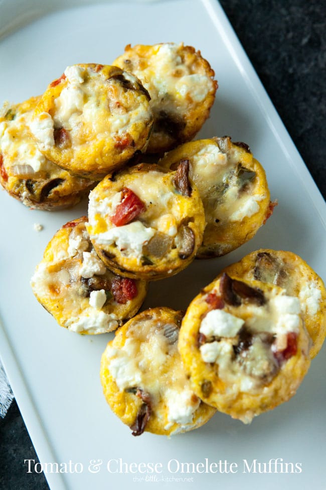 Tomato and Cheese Omelette Muffins from thelittlekitchen.net