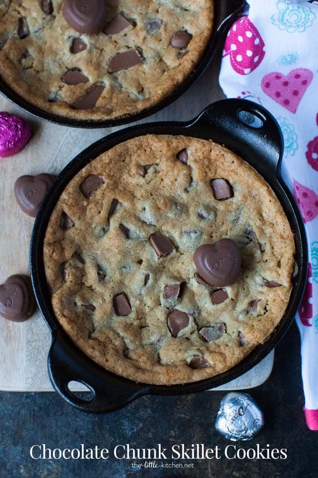 Chocolate Chunk Skillet Cookies from thelittlekitchen.net