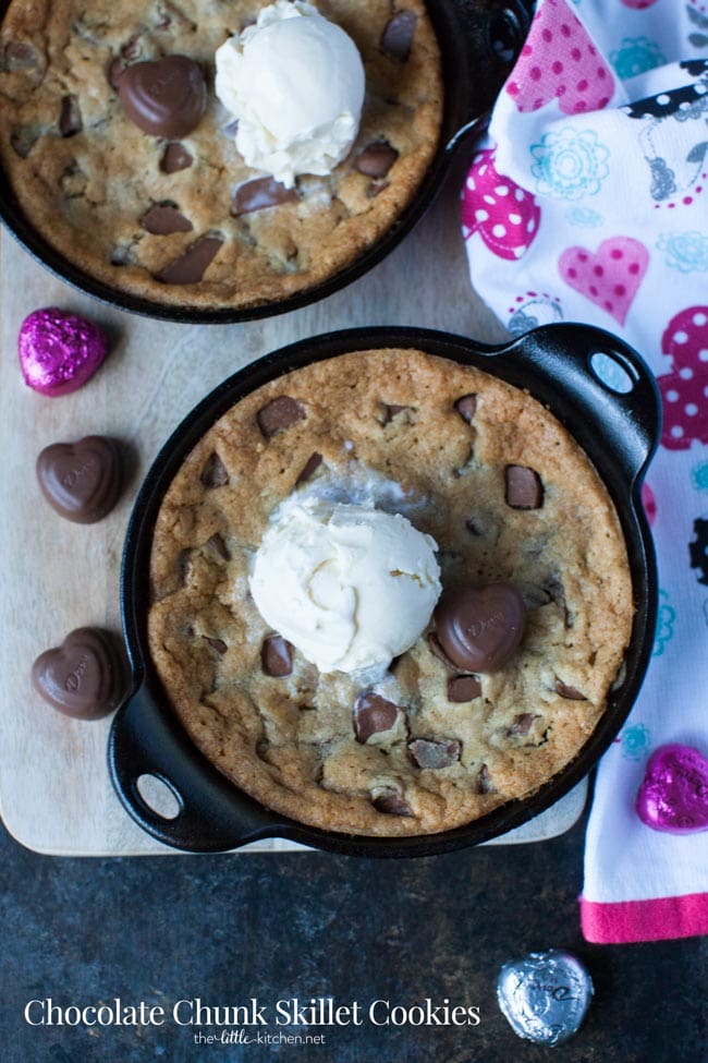 Chocolate Chunk Skillet Cookies from thelittlekitchen.net