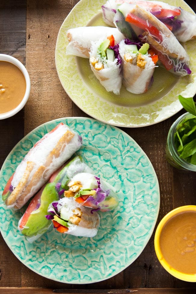 Tofu & Avocado Spring Rolls with Peanut Dipping Sauce - The Little Kitchen