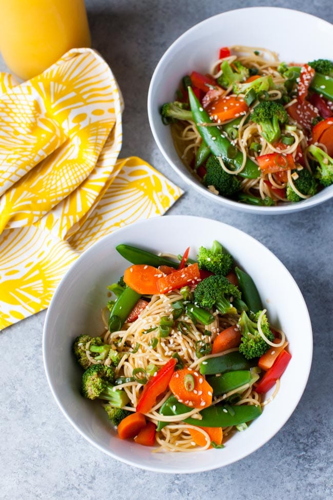 Orange Sesame Noodles with Vegetables from thelittlekitchen.net