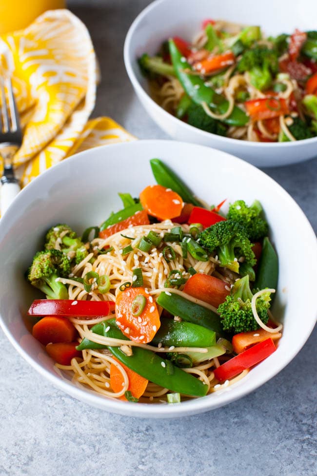 Orange Sesame Noodles with Vegetables from thelittlekitchen.net