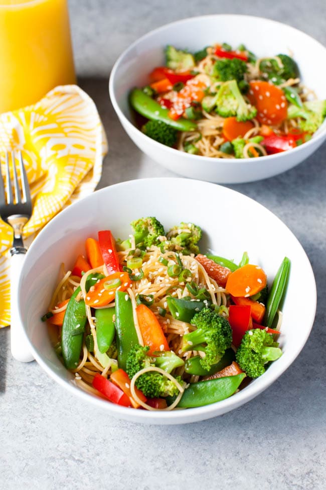 Orange Sesame Noodles with Vegetables from thelittlekitchen.net