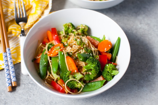 Orange Sesame Noodles with Vegetables from thelittlekitchen.net