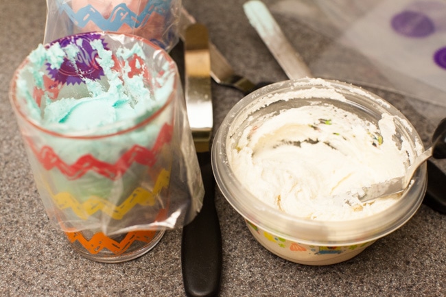 Chocolate Chip Cookie Cups with Unicorn Frosting from thelittlekitchen.net